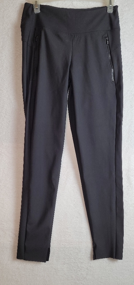 Members Mark Women's City Pant Black Size M Zipper Pockets Slit Hem Dress Pants